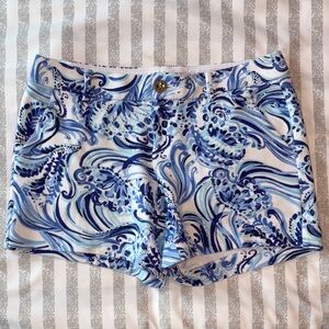 Lilly Pulitzer 2 Resort White Don't Be Jelly Callahan Knit Stretch Shorts